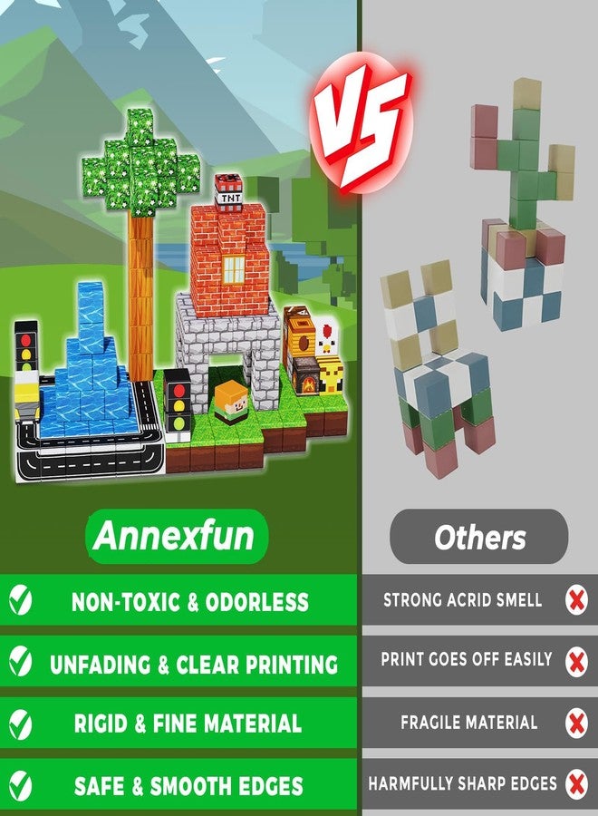 Annexfun Magnetic Blocks - 150PCS Magnetic Building Blocks Road Forest Magnetic Cubes - STEM Toys for Montessori Toddler Birthday Gifts -STEM Sensory Construction Toys for Kids Ages 3+ for Boy & Girl - Image 4